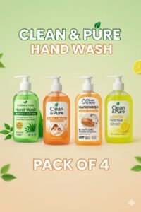 pack of 4 hand wash neem tulsi aloe vera, sandl & orange, dettol type, lemon